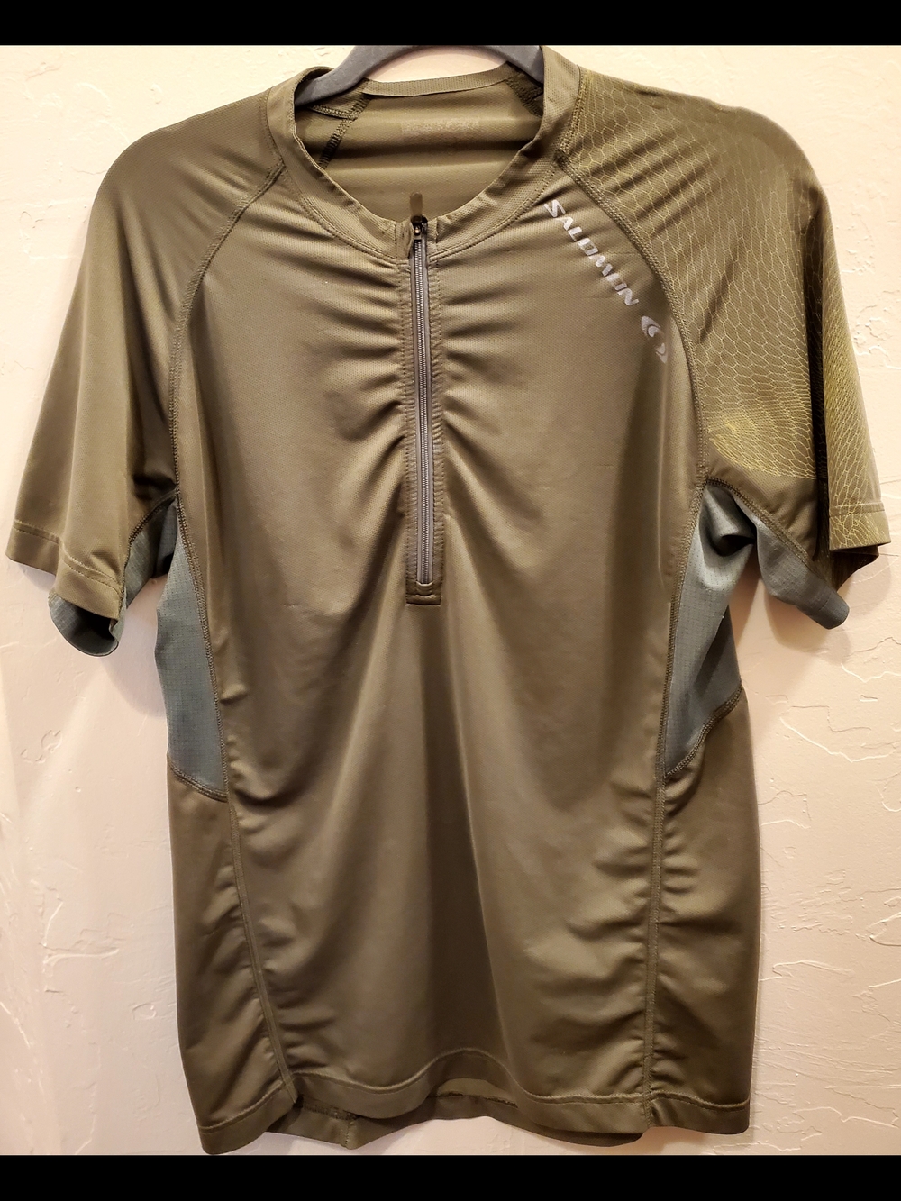 Salomon Olive Green Short-Sleeve Half-Zip Training Jersey Size S